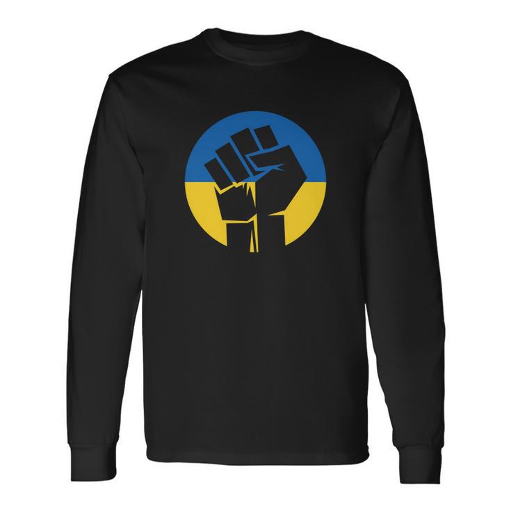 Ukraine Flag Raised Fist Tshirt Long Sleeve T-Shirt