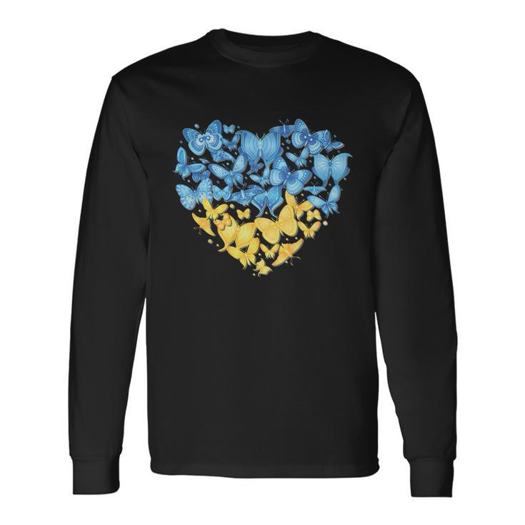 Ukrainian Butterfly Mashup Ukraine Flag Long Sleeve T-Shirt