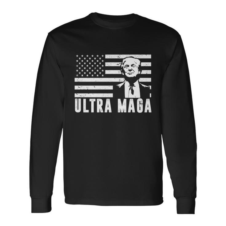 Ultra Maga Donald Trump Usa Flag V2 Long Sleeve T-Shirt