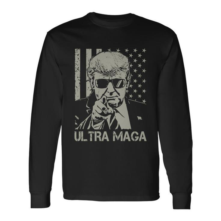 Ultra Maga Shirt Anti Biden Us Flag Pro Trump Trendy Tshirt V2 Long Sleeve T-Shirt