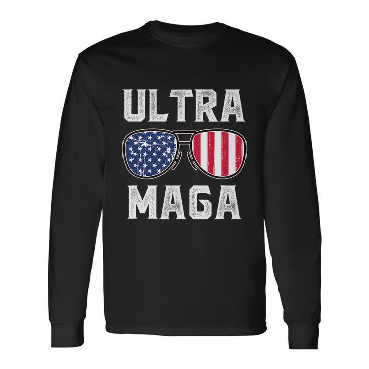 Ultra Maga Sunglasses American Flag Anti Biden Long Sleeve T-Shirt