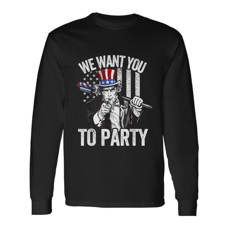 Uncle Sam Firework 4Th Of July Shirt Men American Usa Flag Long Sleeve T-Shirt