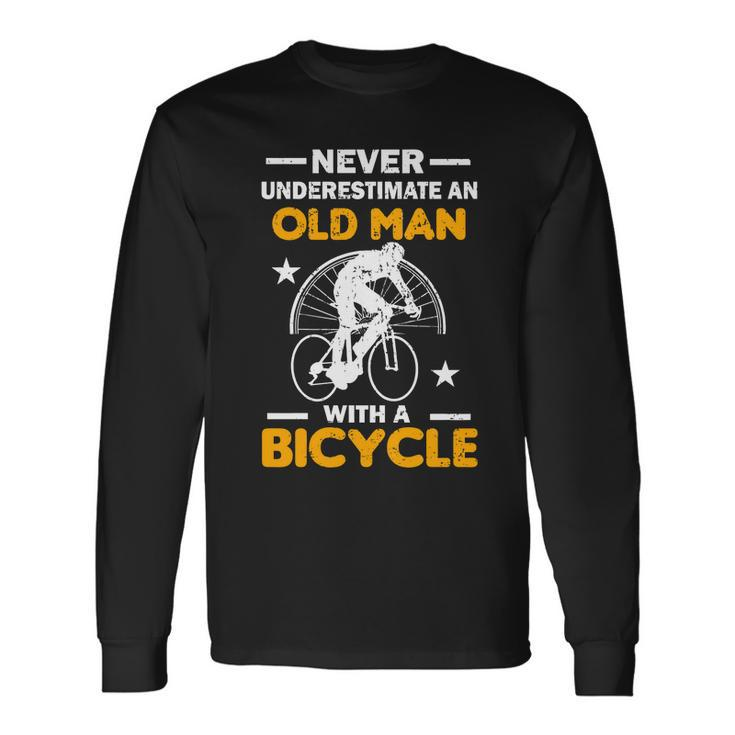 Never Underestimate An Old Man With A Bicycle V2 Long Sleeve T-Shirt