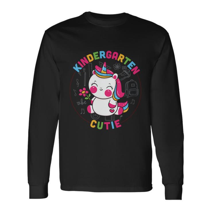 Unicorn Pre Kindergarten Back To School Cutie Graphic Student Teacher Shirt Long Sleeve T-Shirt