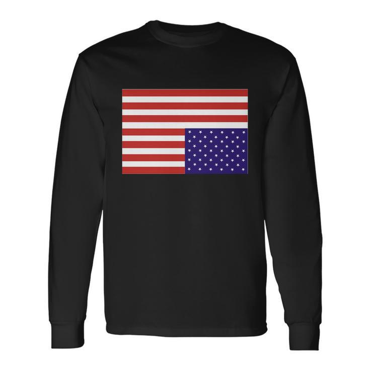 Upside Down American Flag In Distress Long Sleeve T-Shirt