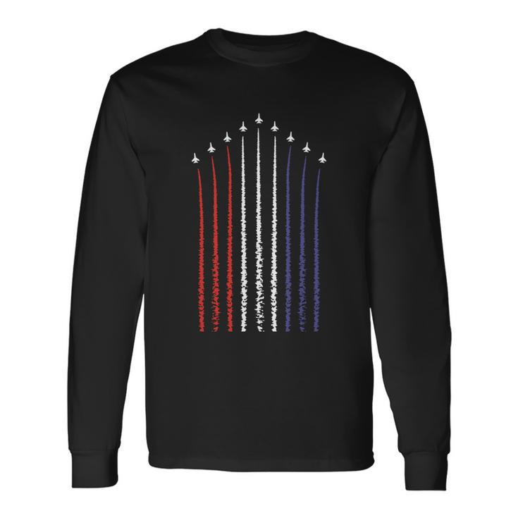 Us American Flag With Fighter Jets For 4Th Of July Long Sleeve T-Shirt