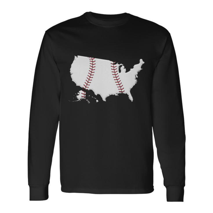 Us Map American Baseball Tshirt Long Sleeve T-Shirt
