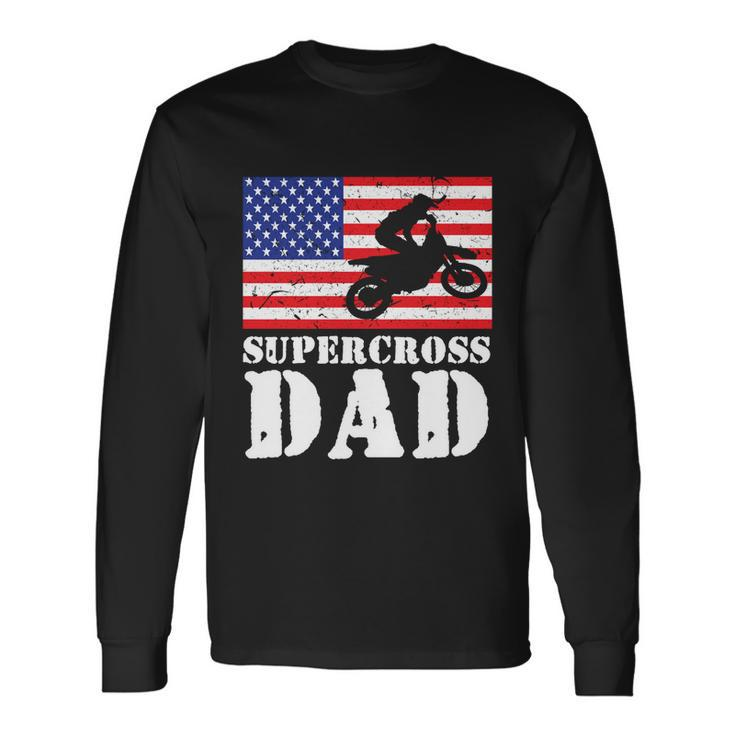 Usa American Distressed Flag Supercross Dad Men For Him Long Sleeve T-Shirt Gifts ideas