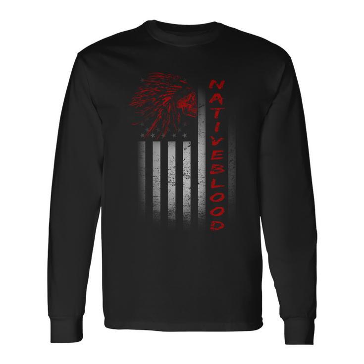 Usa American Flag Native Blood Long Sleeve T-Shirt