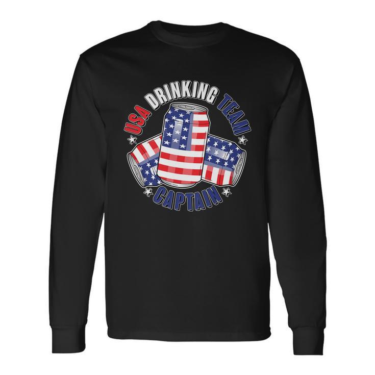 Usa Drinking Team Captain American Beer Cans Long Sleeve T-Shirt