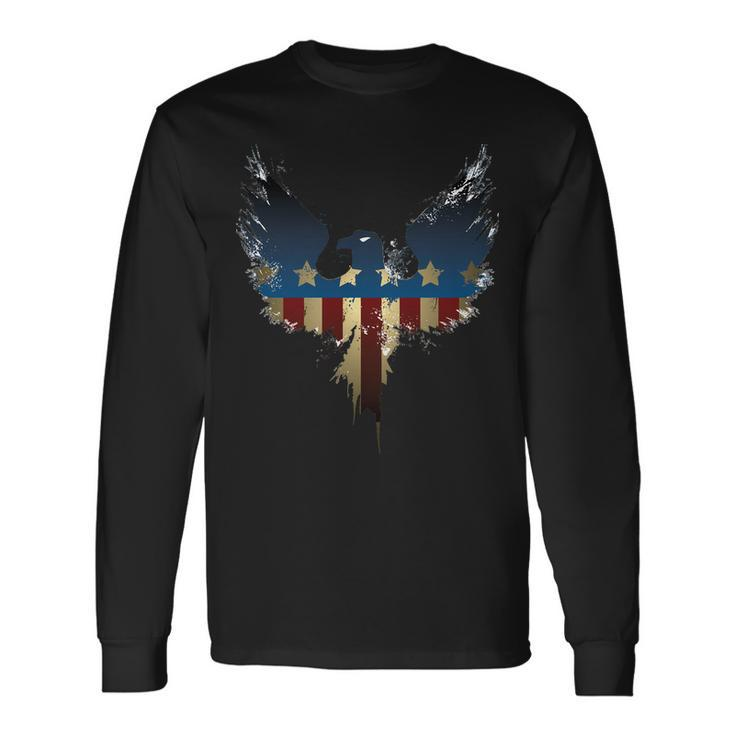 Usa Eagle American Flag Grunge Tshirt Long Sleeve T-Shirt