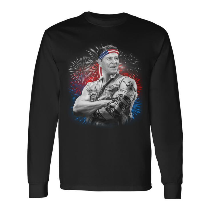 Usa Fireworks Patriotic Ronald Reagan Long Sleeve T-Shirt