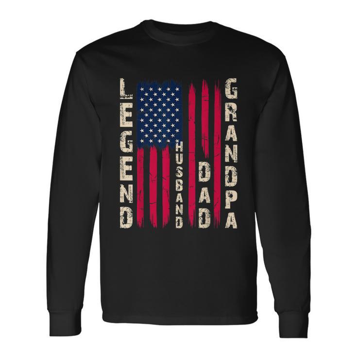 Usa Flag Fathers Day Dad The Legend Husband Dad Grandpa Long Sleeve T-Shirt Gifts ideas