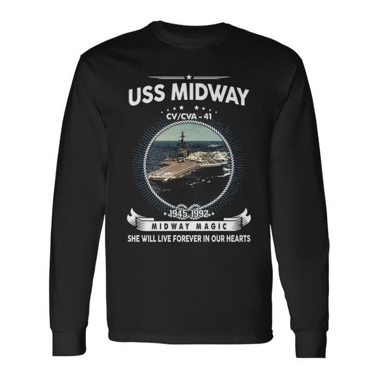 Uss Midway Cv 41 Front Style Long Sleeve T-Shirt