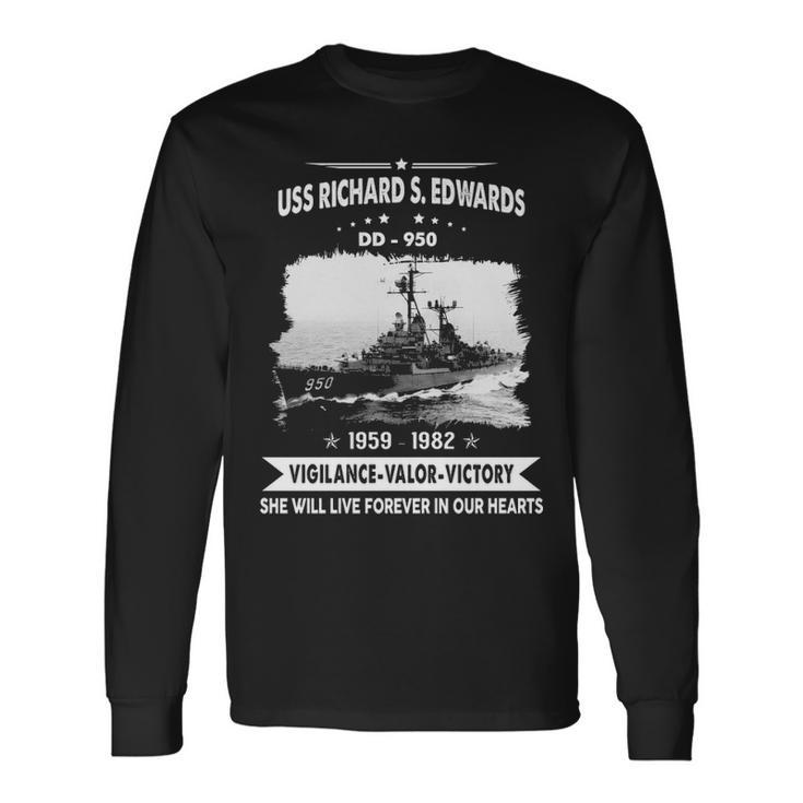 Uss Richard S Edwards Dd 950 Front Style Long Sleeve T-Shirt