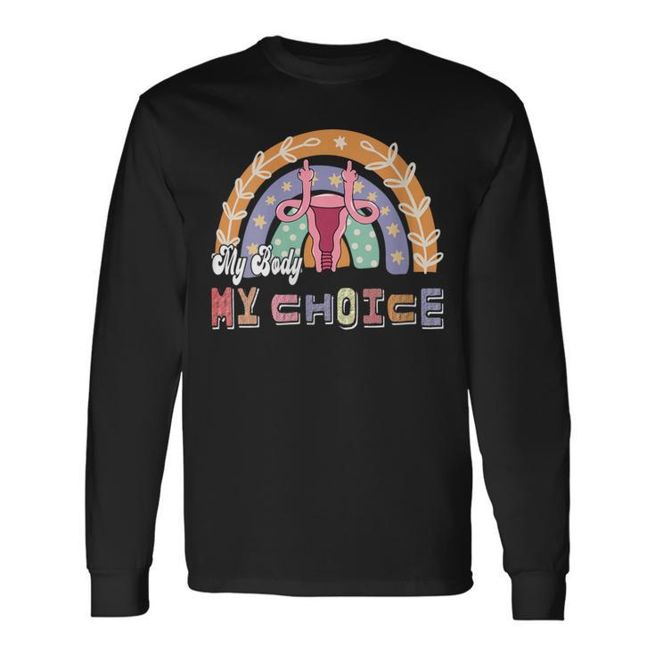 Uterus My Body My Choice Pro Choice Leopard Rainbow Long Sleeve T-Shirt