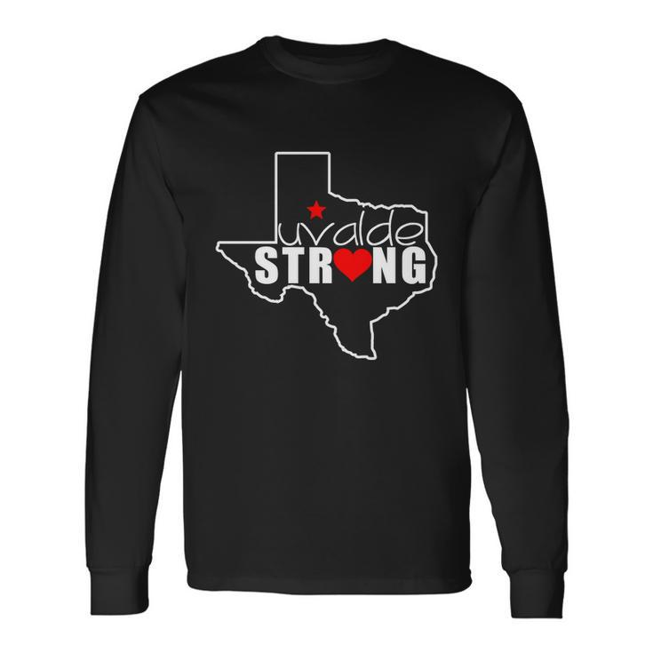 Uvalde Strong Texas Map Heart Long Sleeve T-Shirt Gifts ideas