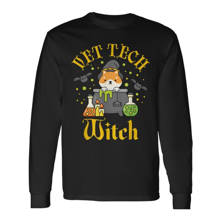 Vet Tech Witch Halloween Veterinary Technician Women Long Sleeve T-Shirt Gifts ideas