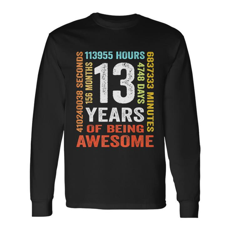 Vintage 13Th Birthday Shirt 13 Years Old Being Awesome Long Sleeve T-Shirt