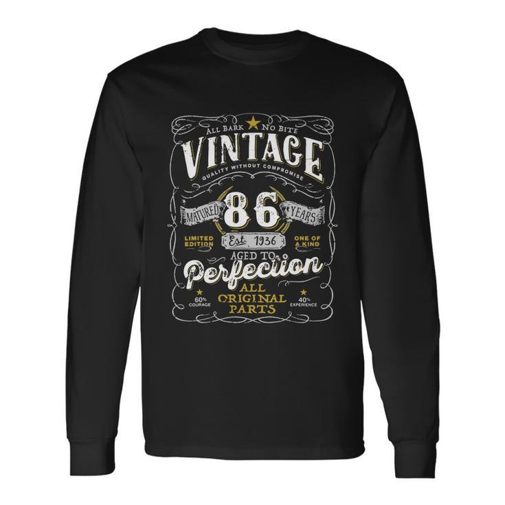 Vintage 1936 Birthday For Women Men 86 Years Old Long Sleeve T-Shirt