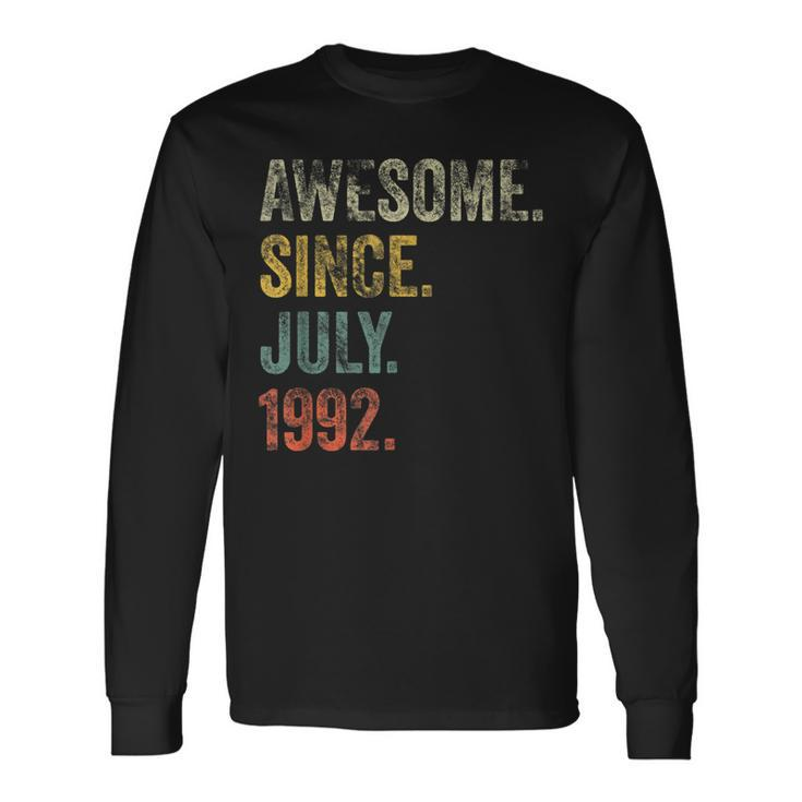 Vintage 1992 30Th Birthday Awesome Since July 1992 Long Sleeve T-Shirt