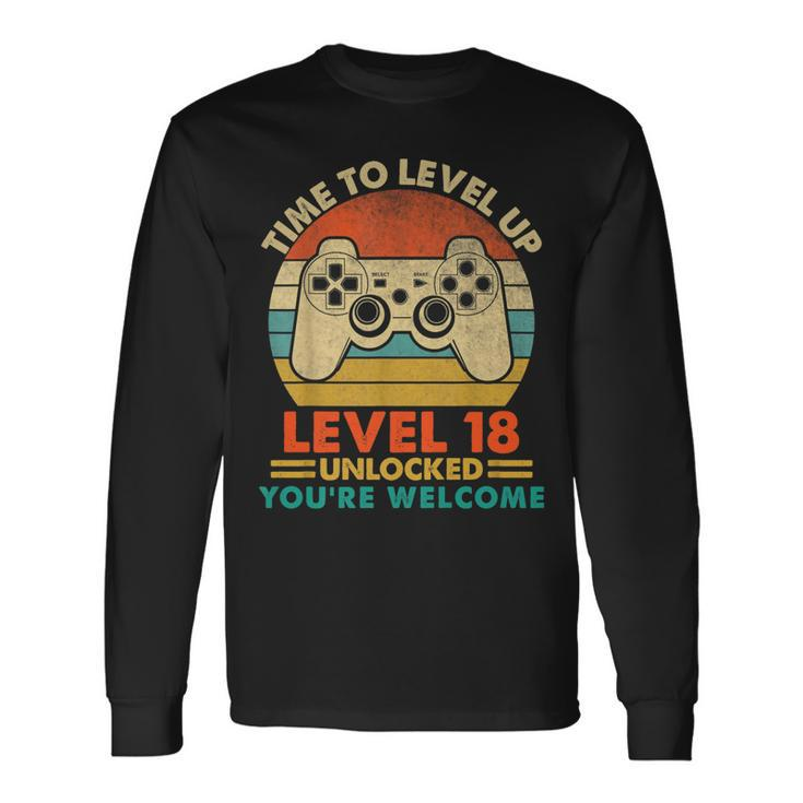 Vintage 2004 18 Years Old Video Gamer 18Th Birthday Long Sleeve T-Shirt