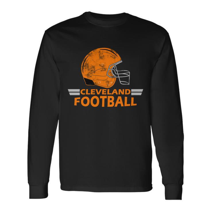 Vintage Cleveland Football Helmet Long Sleeve T-Shirt