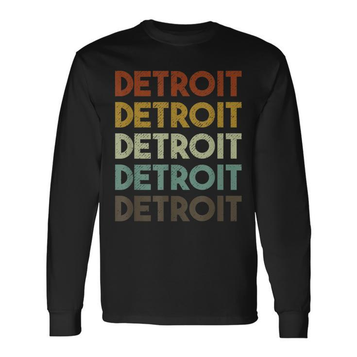 Vintage Detroit V2 Men Women Long Sleeve T-Shirt T-shirt Graphic Print