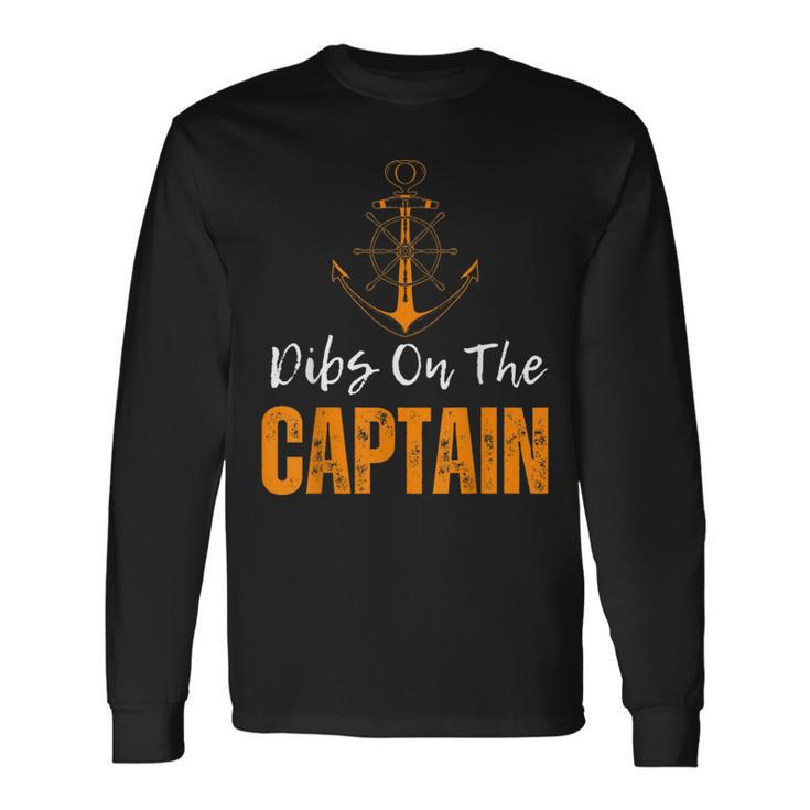 Vintage Dibs On The Captain Captain Wife Quote Long Sleeve T-Shirt