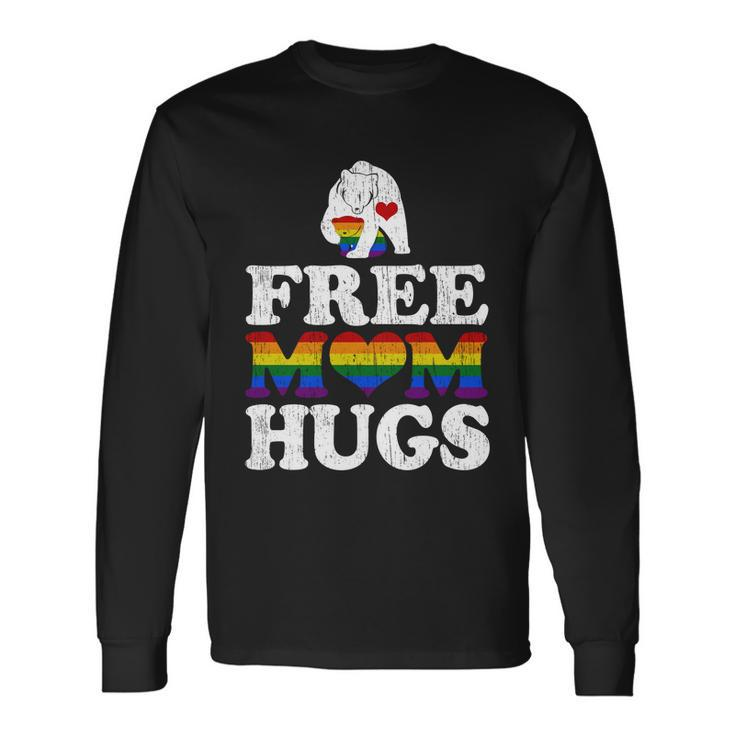 Vintage Free Mom Hugs Mama Bear Heart Pride Month Lgbt 2022 Long Sleeve T-Shirt