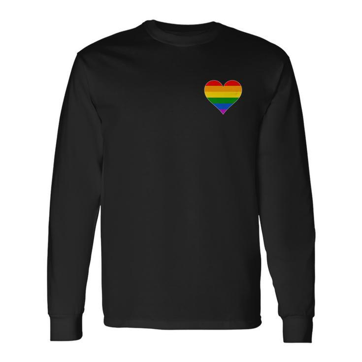 Vintage Gay Pride Pocket Rainbow Heart Tshirt Long Sleeve T-Shirt