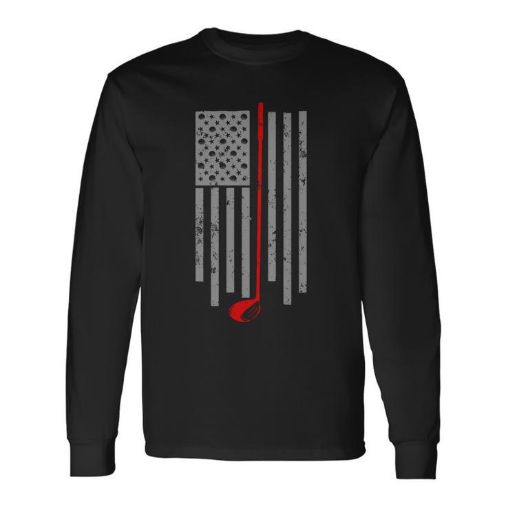 Vintage Golf American Flag Usa Tshirt Long Sleeve T-Shirt