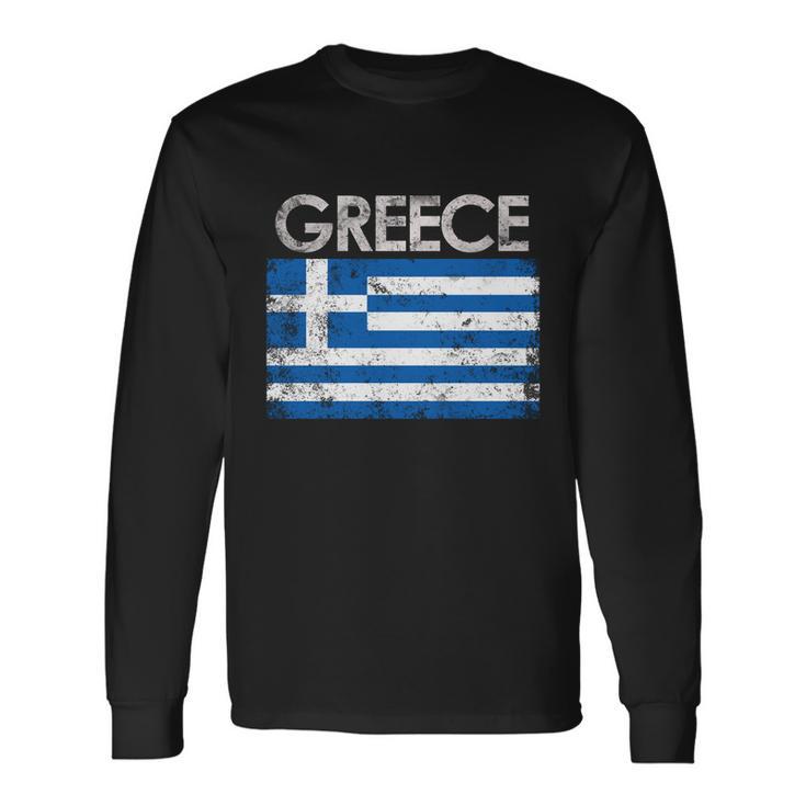 Vintage Greece Greek Flag Pride Long Sleeve T-Shirt