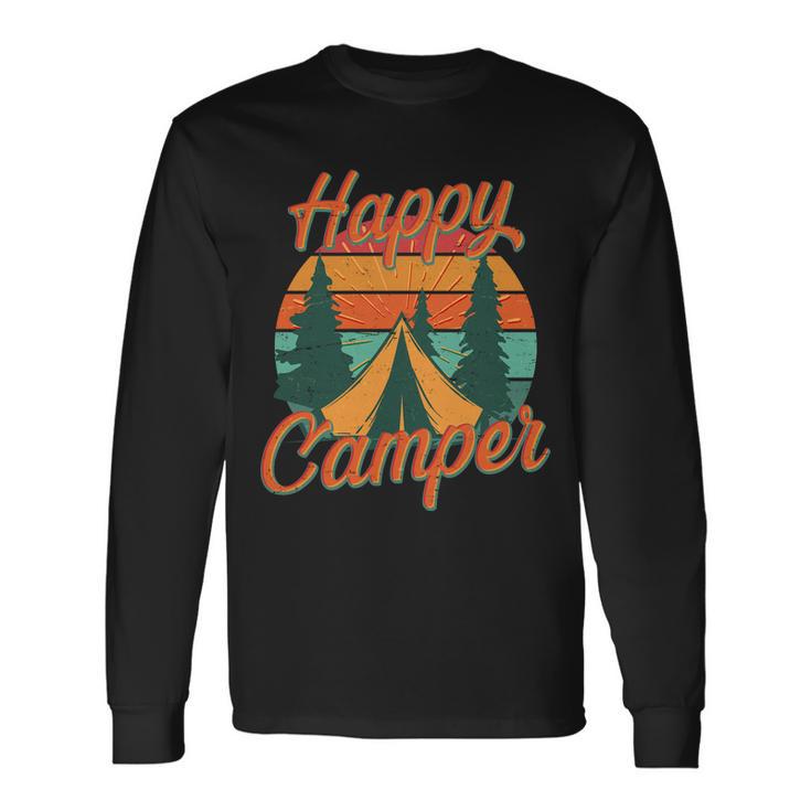 Vintage Happy Camper Emblem Long Sleeve T-Shirt