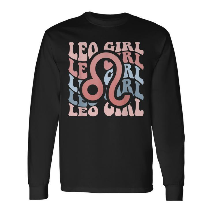 Vintage Leo Girl Retro Birthday Queen Women Horoscope Long Sleeve T-Shirt