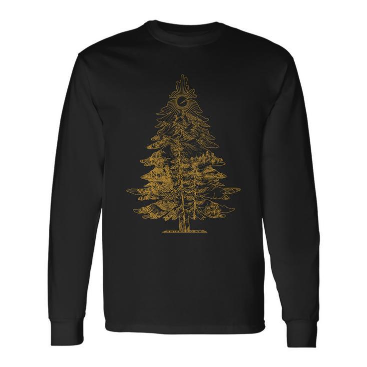 Vintage Nature Lover Pine Tree Forest Tshirt V2 Long Sleeve T-Shirt