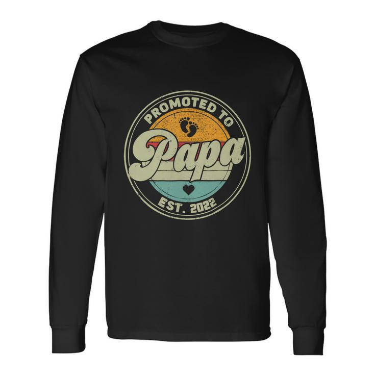 Vintage Promoted To Papa 2022 For New Papa First Time Retro Long Sleeve T-Shirt
