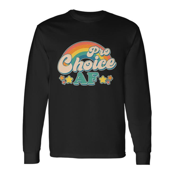 Vintage Retro Pro Choice Af Star Rainbow Long Sleeve T-Shirt
