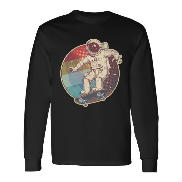 Vintage Retro Skateboarding Astronaut Long Sleeve T-Shirt