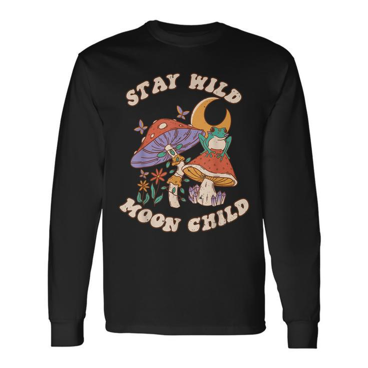 Vintage Retro Stay Wild Moon Child Frog Mushroom Hippie Long Sleeve T-Shirt