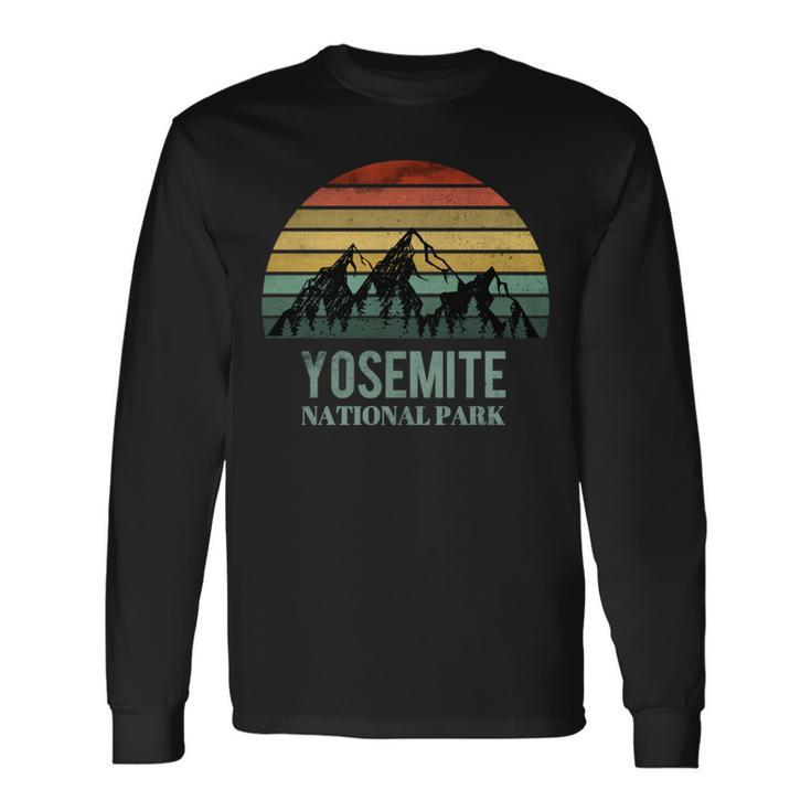 Vintage Retro Yosemite National Park Mountain California Long Sleeve T-Shirt