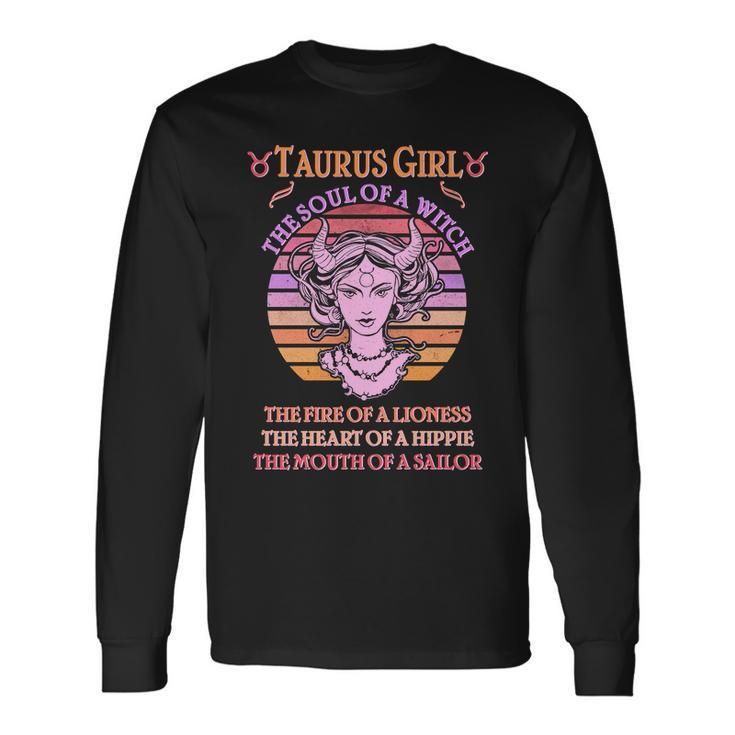 Vintage Taurus Girl Zodiac Birthday Long Sleeve T-Shirt