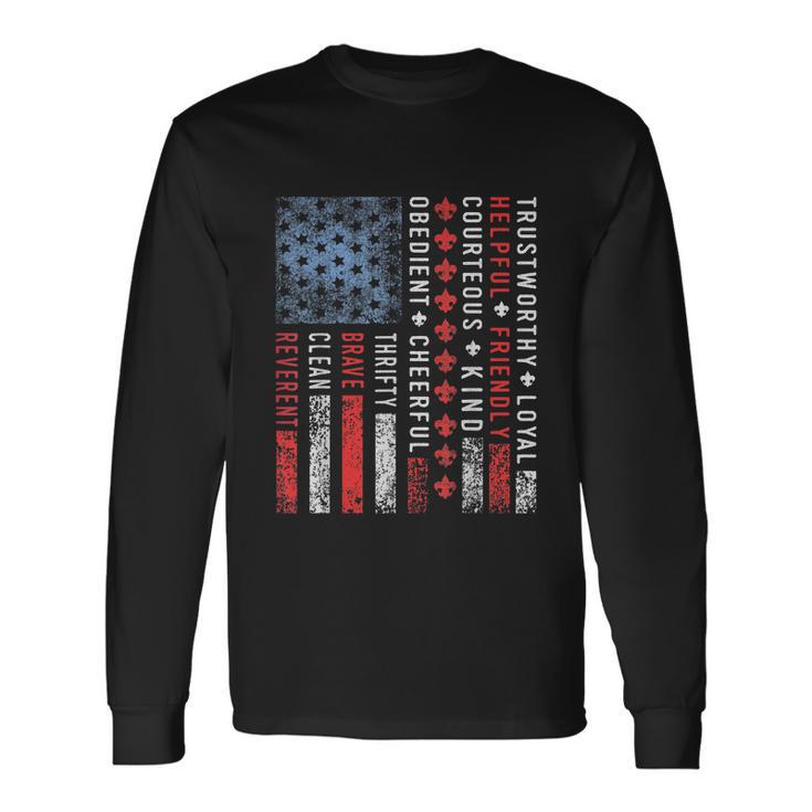 Vintage Us America Flag Scouting Scout Law Long Sleeve T-Shirt