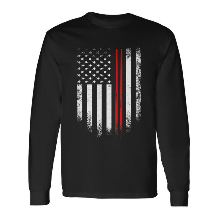 Vintage Usa Billiards Stick American Flag Patriotic Meaningful Long Sleeve T-Shirt
