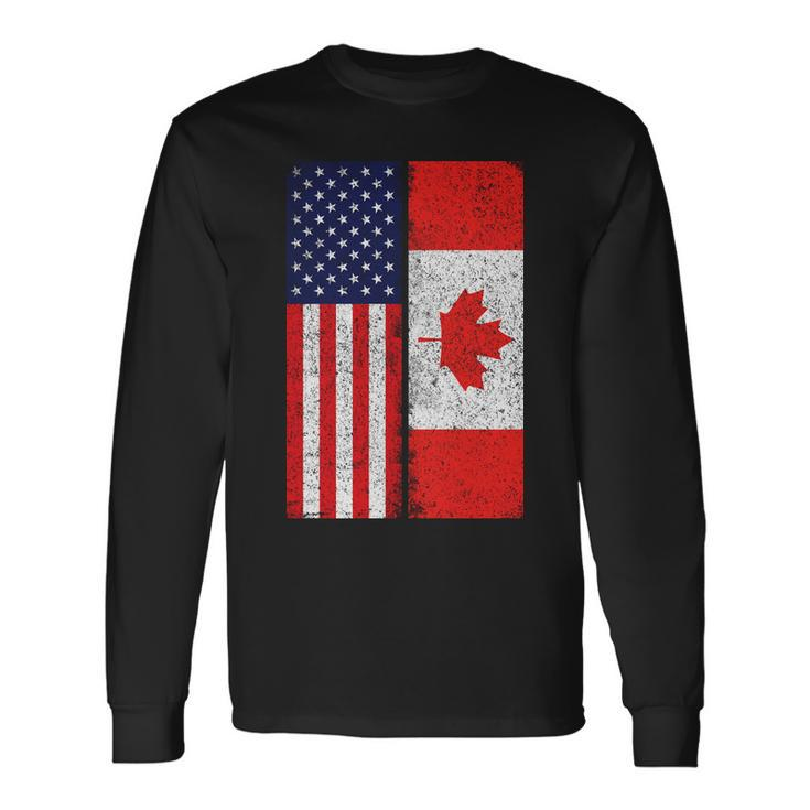 Vintage Usa Canadian Flag Long Sleeve T-Shirt