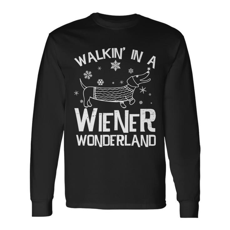 Walking In A Wiener Wonderland Christmas Tshirt Long Sleeve T-Shirt