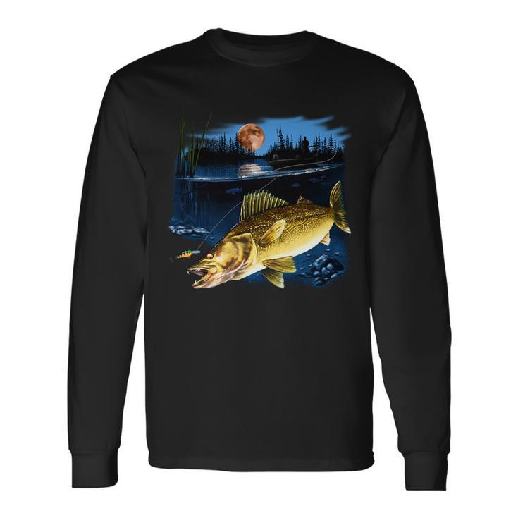 Walleye Moon Light Long Sleeve T-Shirt Gifts ideas