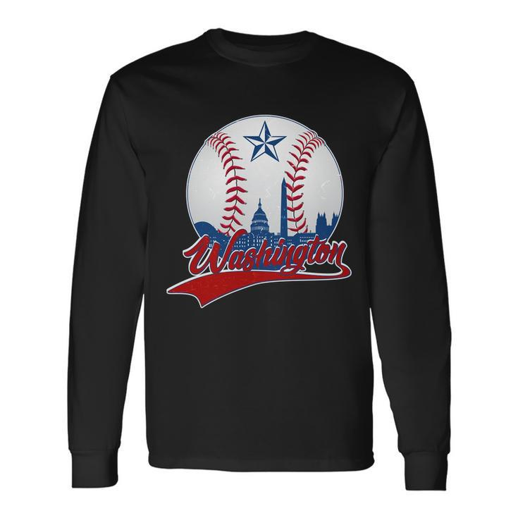 Washington Baseball Vintage Style Fan Long Sleeve T-Shirt