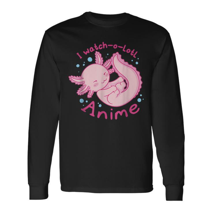 I Watch A Lotl Anime Cute Axolotl Kawaii Anime Lover Men Women Long Sleeve T-Shirt T-shirt Graphic Print
