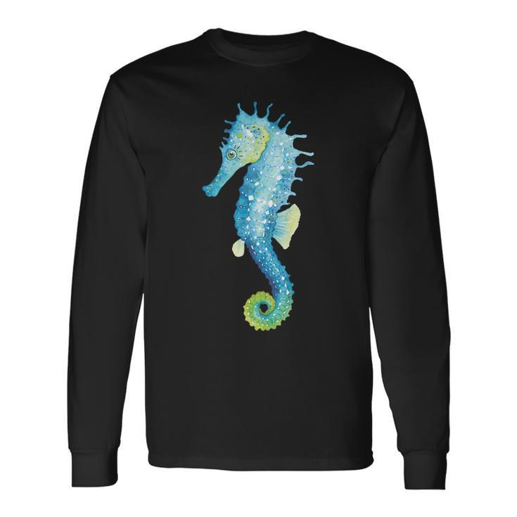Watercolor Seahorse Tshirt V2 Long Sleeve T-Shirt